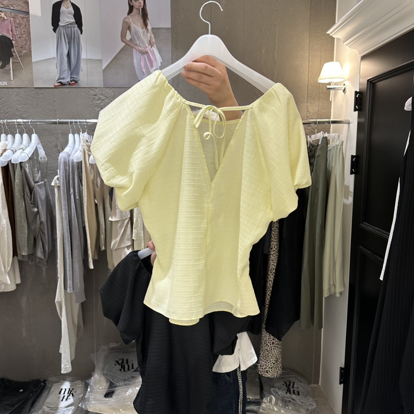 MIXXIN韓國東大門直郵女士新款職業人氣襯衫蕾絲衫泡泡袖MIXXIN襯衫/蕾絲衫