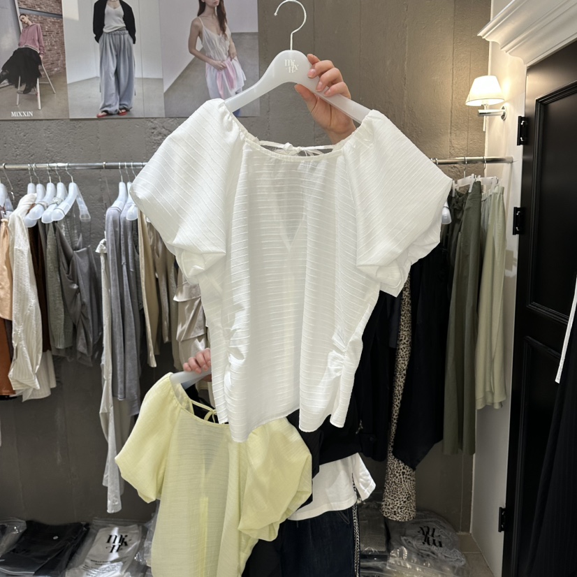 MIXXIN韓國東大門直郵女士新款職業人氣襯衫蕾絲衫泡泡袖MIXXIN襯衫/蕾絲衫圖色1