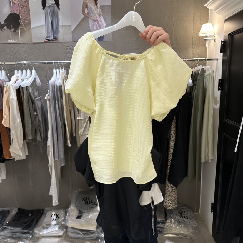 MIXXIN韓國東大門直郵女士新款職業人氣襯衫蕾絲衫泡泡袖MIXXIN襯衫/蕾絲衫圖色2