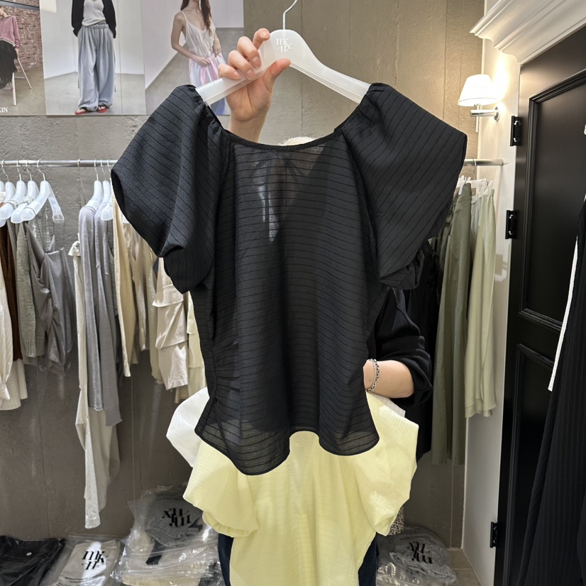 MIXXIN韓國東大門直郵女士新款職業人氣襯衫蕾絲衫泡泡袖MIXXIN襯衫/蕾絲衫圖色3