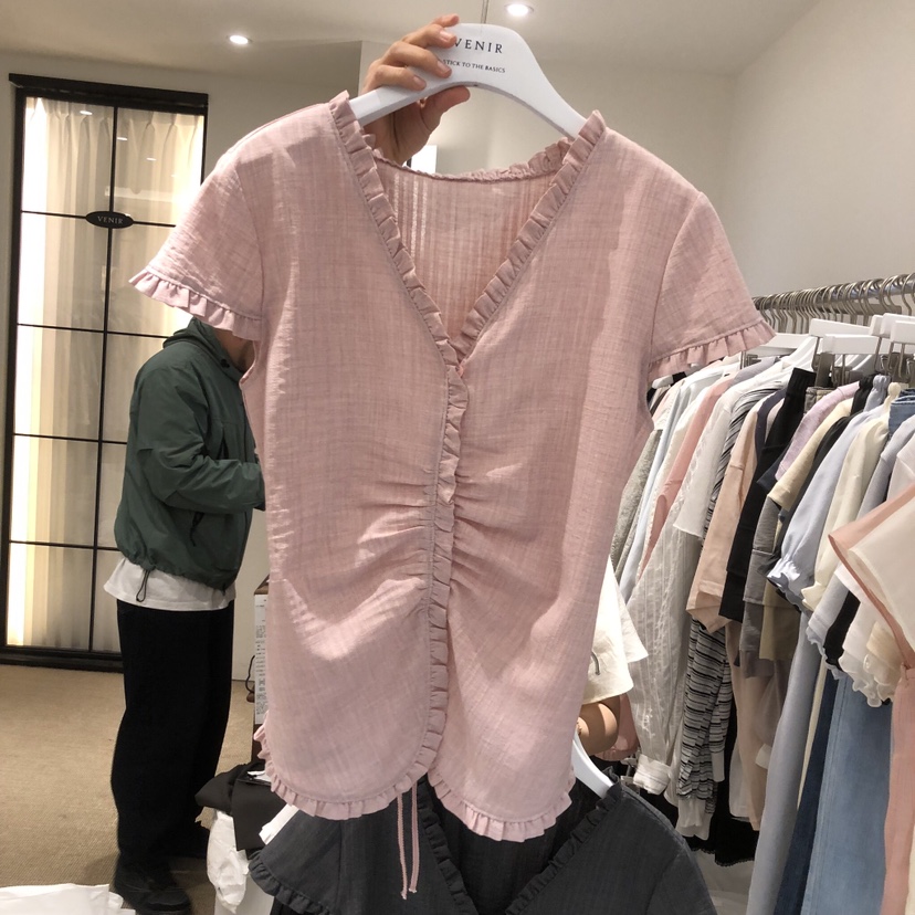 VENIR-a韓國東大門代購女士新品職業推薦時尚襯衫蕾絲衫VENIR-a襯衫/蕾絲衫圖色1