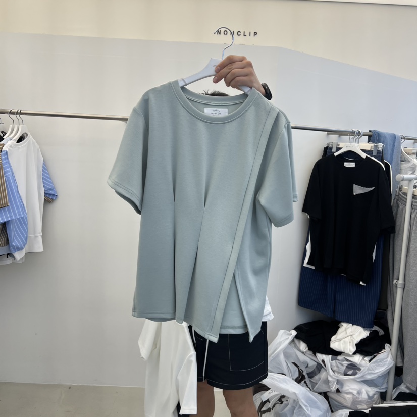 NON CLIP韓國東大門直郵女士新品休閑熱賣26春夏T恤褶皺NON CLIPT恤圖色1