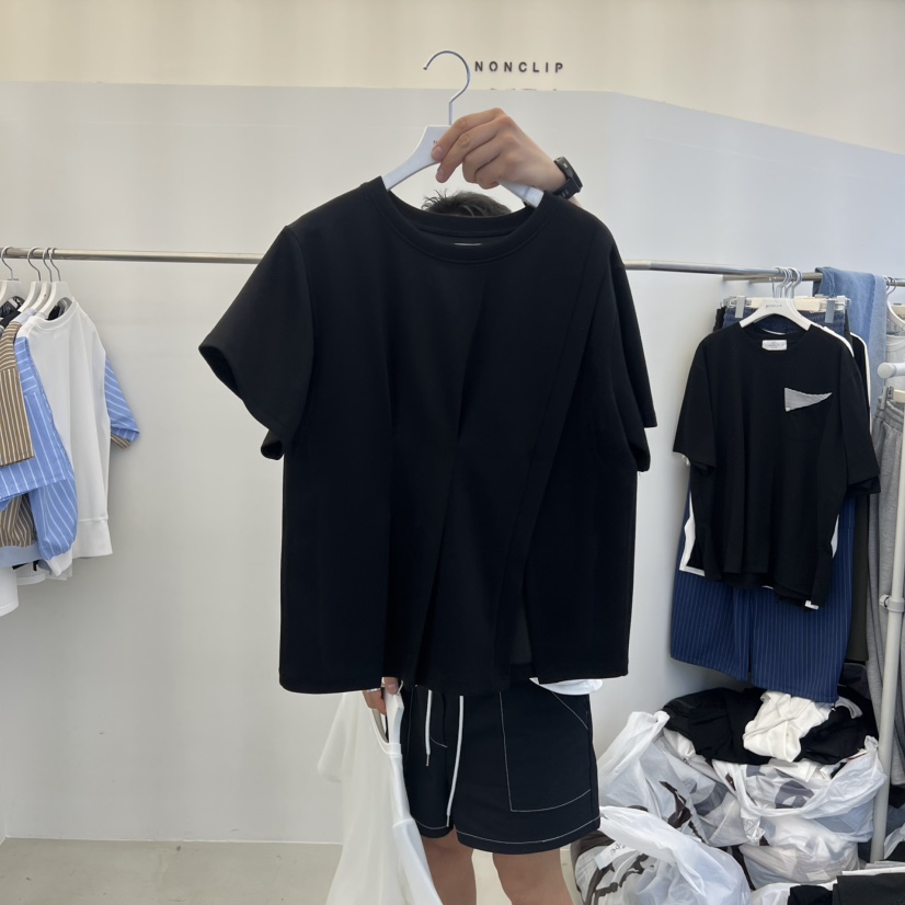 NON CLIP韓國東大門直郵女士新品休閑熱賣26春夏T恤褶皺NON CLIPT恤圖色3