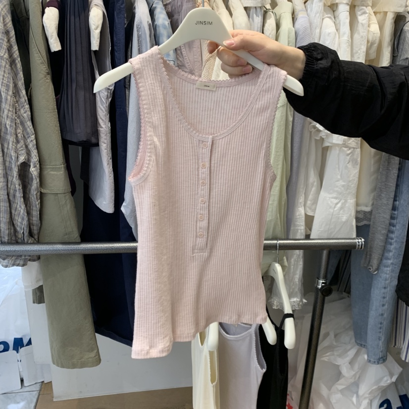 JINSIM韓國直郵實拍女裝新款時尚人氣熱賣職業吊帶背心紐扣JINSIM吊帶/背心圖色2