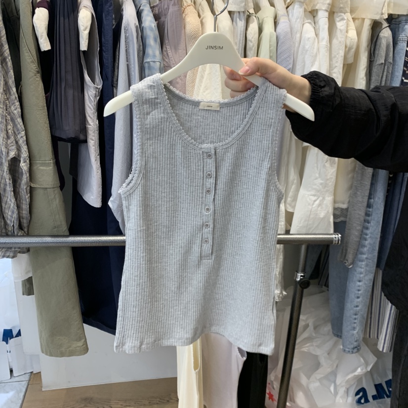 JINSIM韓國直郵實拍女裝新款時尚人氣熱賣職業吊帶背心紐扣JINSIM吊帶/背心圖色3