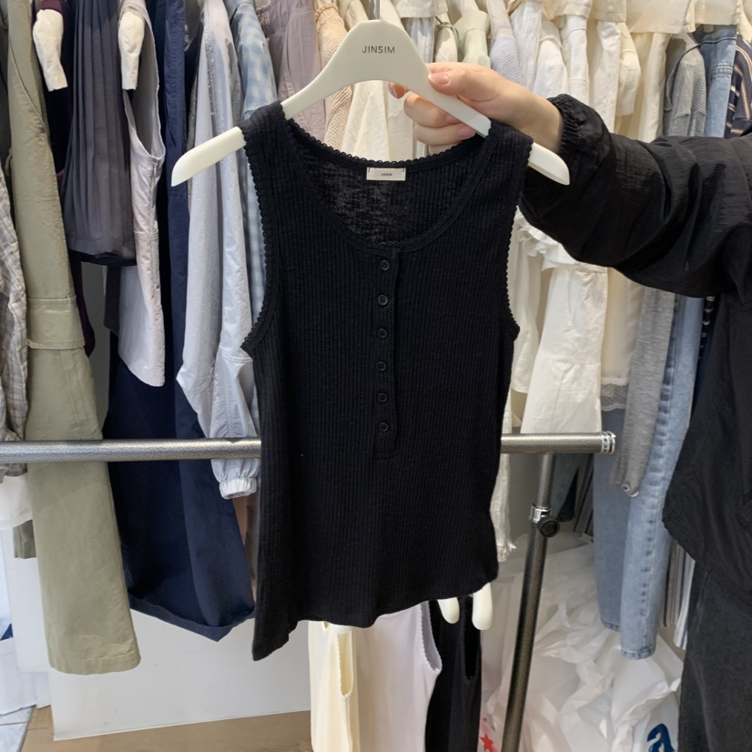 JINSIM韓國直郵實拍女裝新款時尚人氣熱賣職業吊帶背心紐扣JINSIM吊帶/背心圖色4
