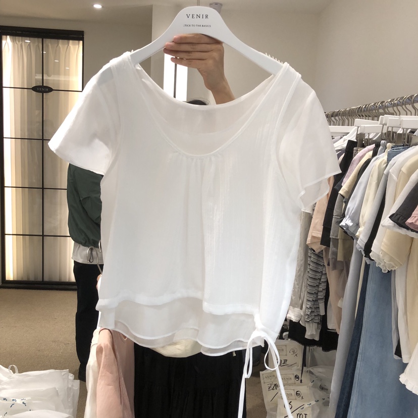 VENIR-a韓國東大門直郵女士新款26春夏休閑人氣襯衫蕾絲衫VENIR-a襯衫/蕾絲衫圖色3