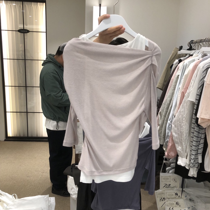 VENIR-a韓國直郵實拍女士新品人氣26春夏休閑時尚T恤假兩件VENIR-aT恤