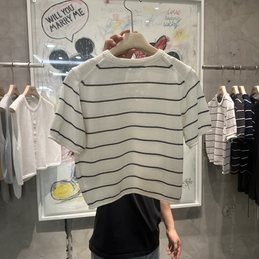 LAMAGIEPIE/LAMAGIE GREY韓國東大門代購女士新款26春夏針織衫條紋LAMAGIEPIE/LAMAGIE GREY針織衫