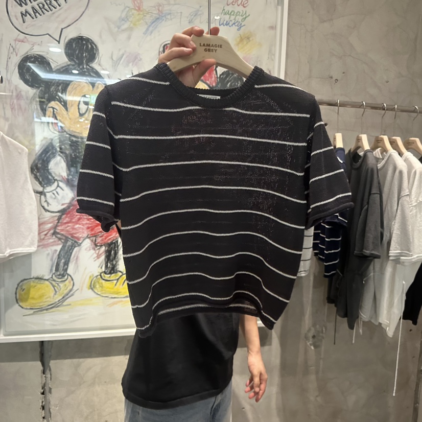 LAMAGIEPIE/LAMAGIE GREY韓國東大門代購女士新款26春夏針織衫條紋LAMAGIEPIE/LAMAGIE GREY針織衫圖色3墨色