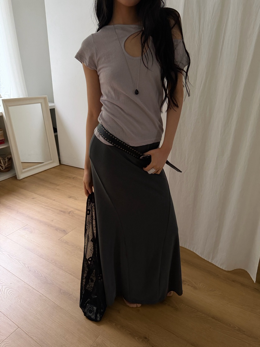 AWESOMESAUCE韓國東大門代購女裝新品時尚26春夏長裙不含腰帶AWESOME SAUCE長裙