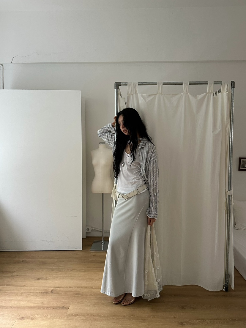 AWESOMESAUCE韓國東大門代購女裝新品時尚26春夏長裙不含腰帶AWESOME SAUCE長裙