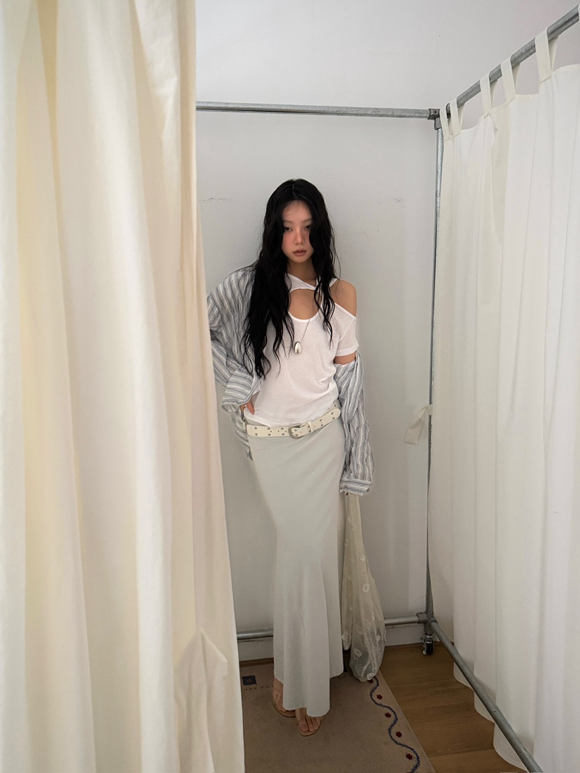 AWESOMESAUCE韓國東大門代購女裝新品時尚26春夏長裙不含腰帶AWESOME SAUCE長裙