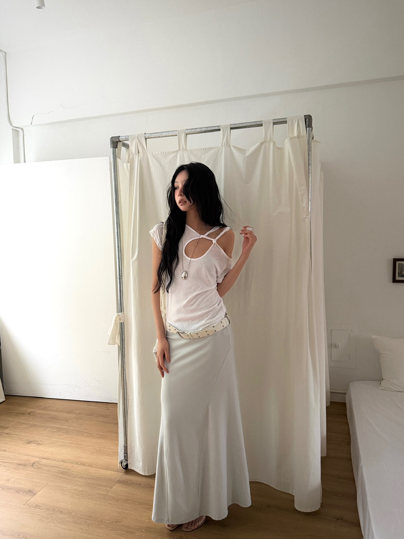 AWESOMESAUCE韓國東大門代購女裝新品時尚26春夏長裙不含腰帶AWESOME SAUCE長裙