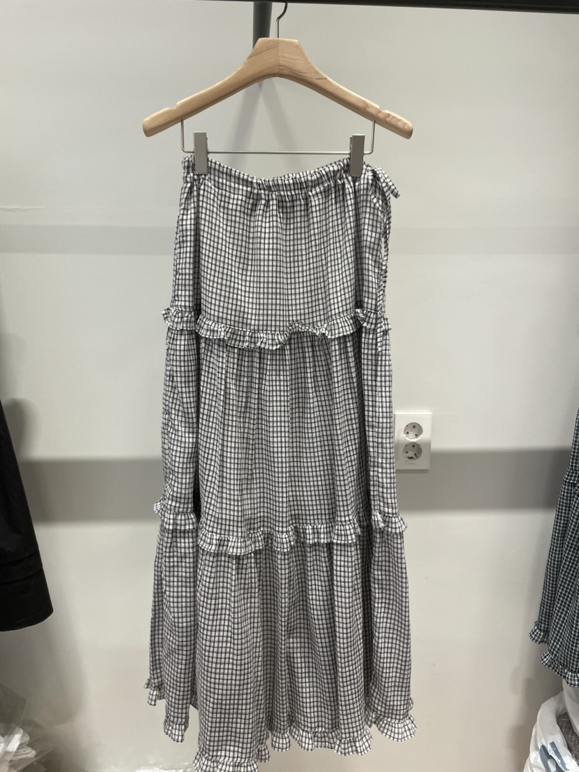 ORMORE韓國代購女士新款26春夏人氣休閑時尚熱賣長裙格紋ORMORE長裙圖色1