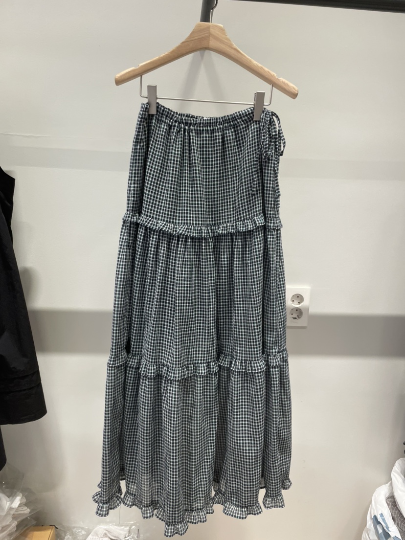 ORMORE韓國代購女士新款26春夏人氣休閑時尚熱賣長裙格紋ORMORE長裙圖色2