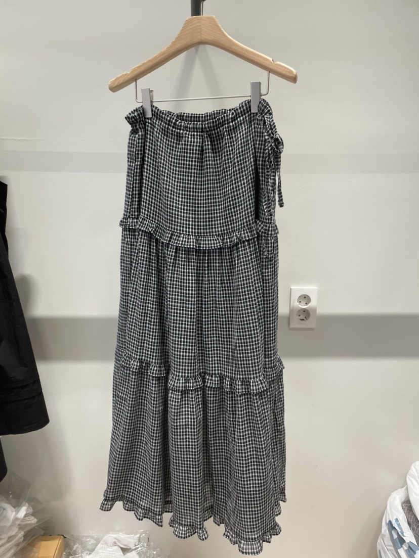 ORMORE韓國代購女士新款26春夏人氣休閑時尚熱賣長裙格紋ORMORE長裙圖色3