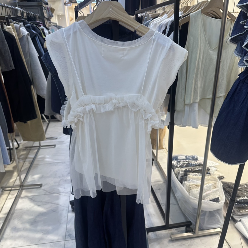 HOT PLACE/DREAM GIRIS/HOT ISSUE韓國東大門代購女裝新款26春夏套裝荷葉邊網眼套裝HOT PLACE/DREAM GIRIS/HOT ISSUE套裝