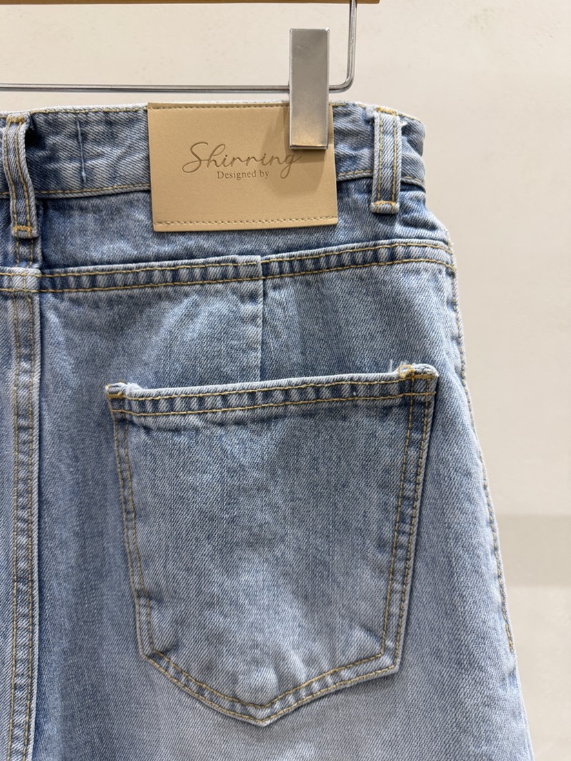 SHIRRING韓國直郵女裝新品職業人氣熱賣時尚休閑26春夏牛仔褲SHIRRING牛仔褲