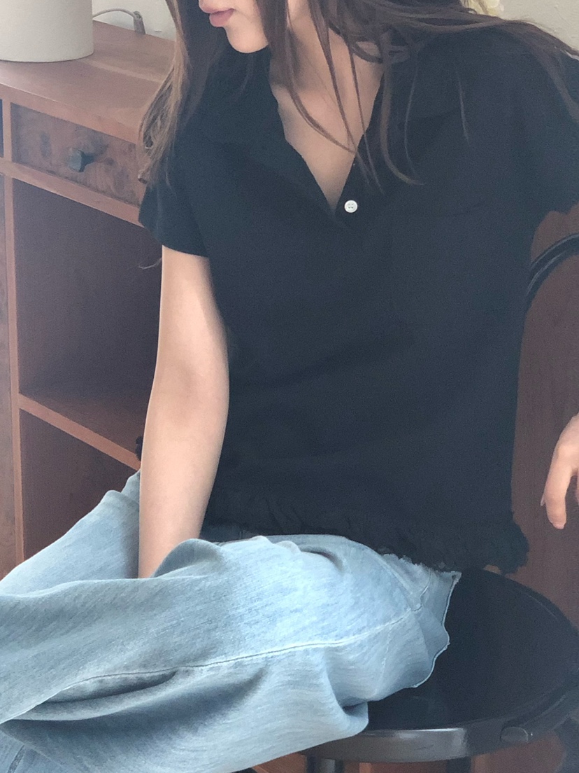 ONDO-P韓國東大門代購女士新款職業人氣26春夏熱賣T恤蕾絲ONDO-PT恤