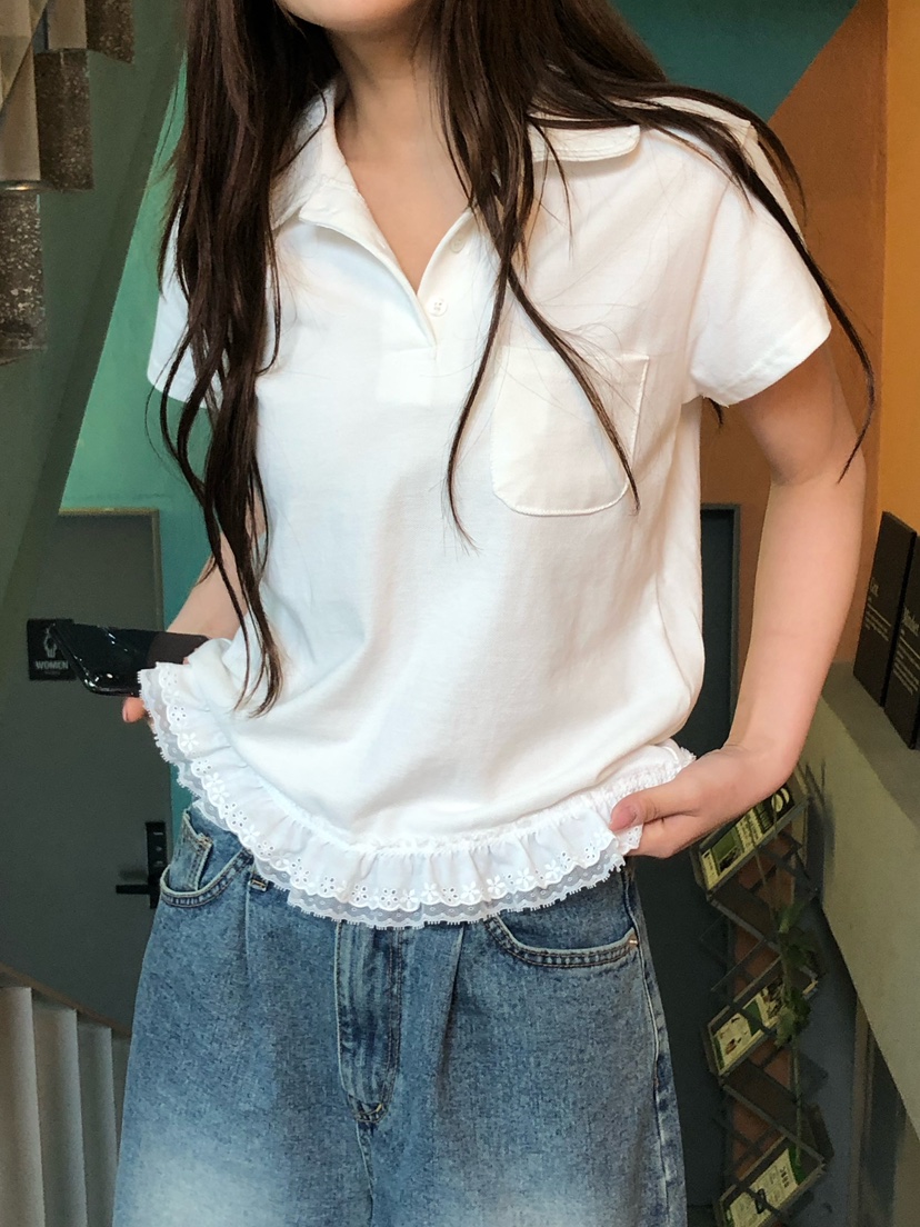 ONDO-P韓國東大門代購女士新款職業人氣26春夏熱賣T恤蕾絲ONDO-PT恤