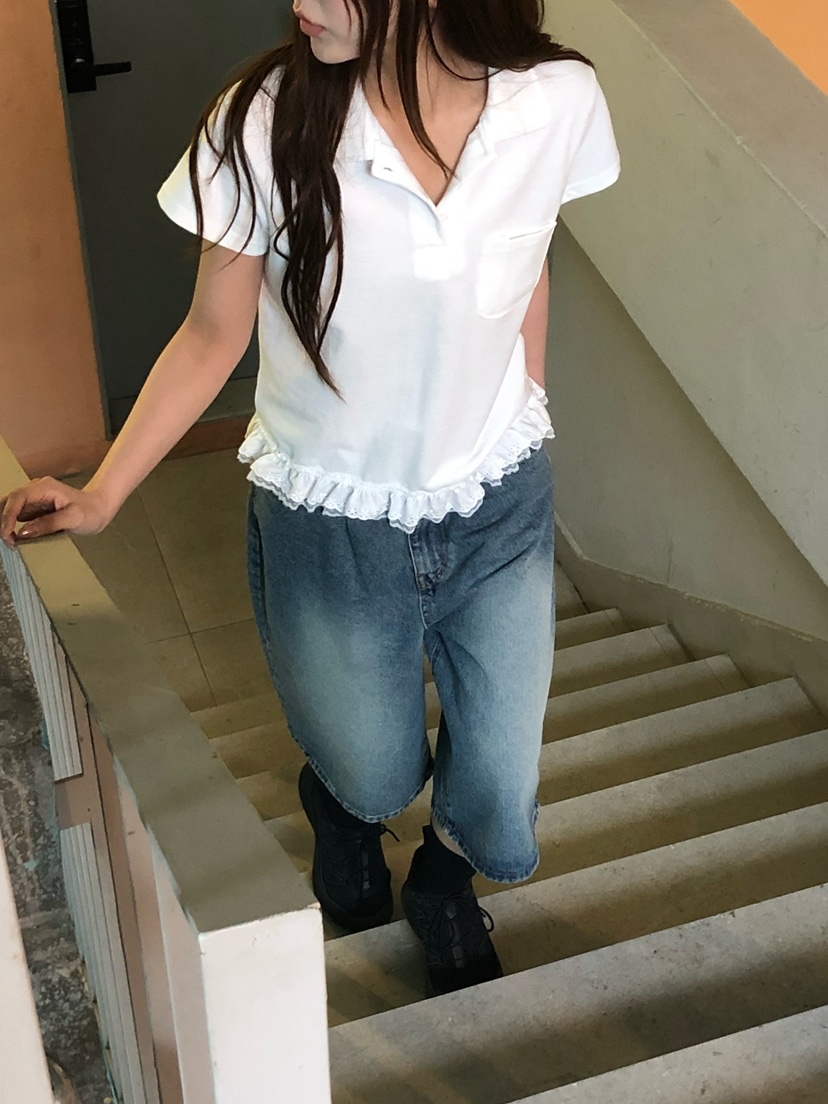 ONDO-P韓國東大門代購女士新款職業人氣26春夏熱賣T恤蕾絲ONDO-PT恤