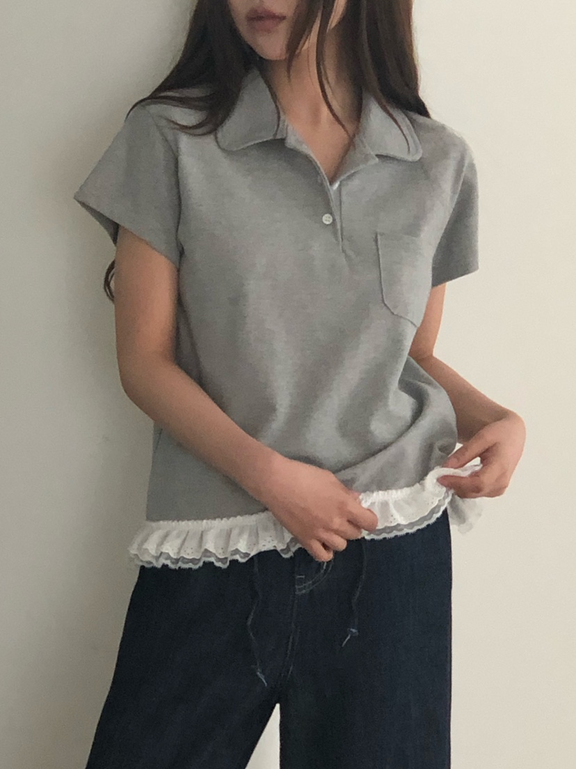 ONDO-P韓國東大門代購女士新款職業人氣26春夏熱賣T恤蕾絲ONDO-PT恤