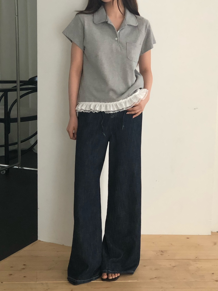 ONDO-P韓國東大門代購女士新款職業人氣26春夏熱賣T恤蕾絲ONDO-PT恤