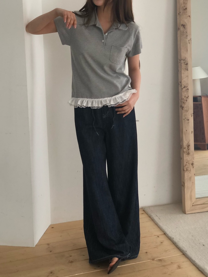 ONDO-P韓國東大門代購女士新款職業人氣26春夏熱賣T恤蕾絲ONDO-PT恤