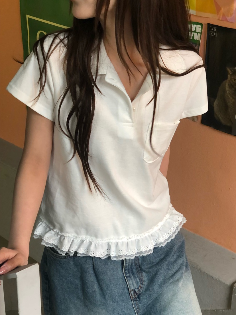 ONDO-P韓國東大門代購女士新款職業人氣26春夏熱賣T恤蕾絲ONDO-PT恤圖色1