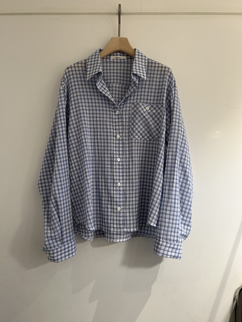 NOTICE韓國東大門直郵女裝新款26春夏職業襯衫蕾絲衫格紋NOTICE襯衫/蕾絲衫圖色1