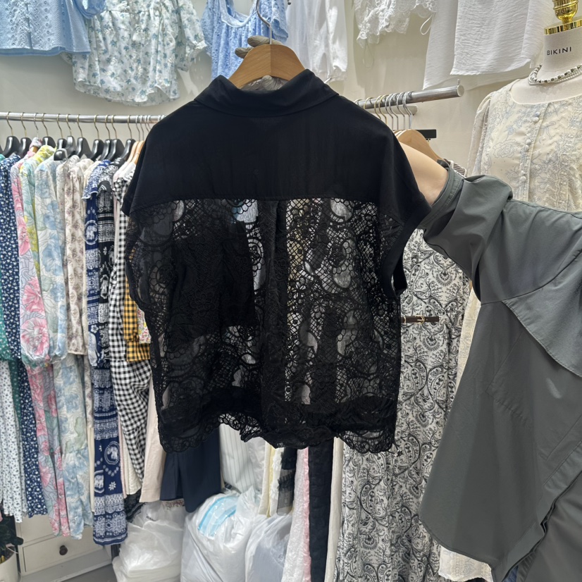 BIKINI韓國直郵實拍女裝新品26春夏熱賣職業襯衫蕾絲衫系帶BIKINI襯衫/蕾絲衫