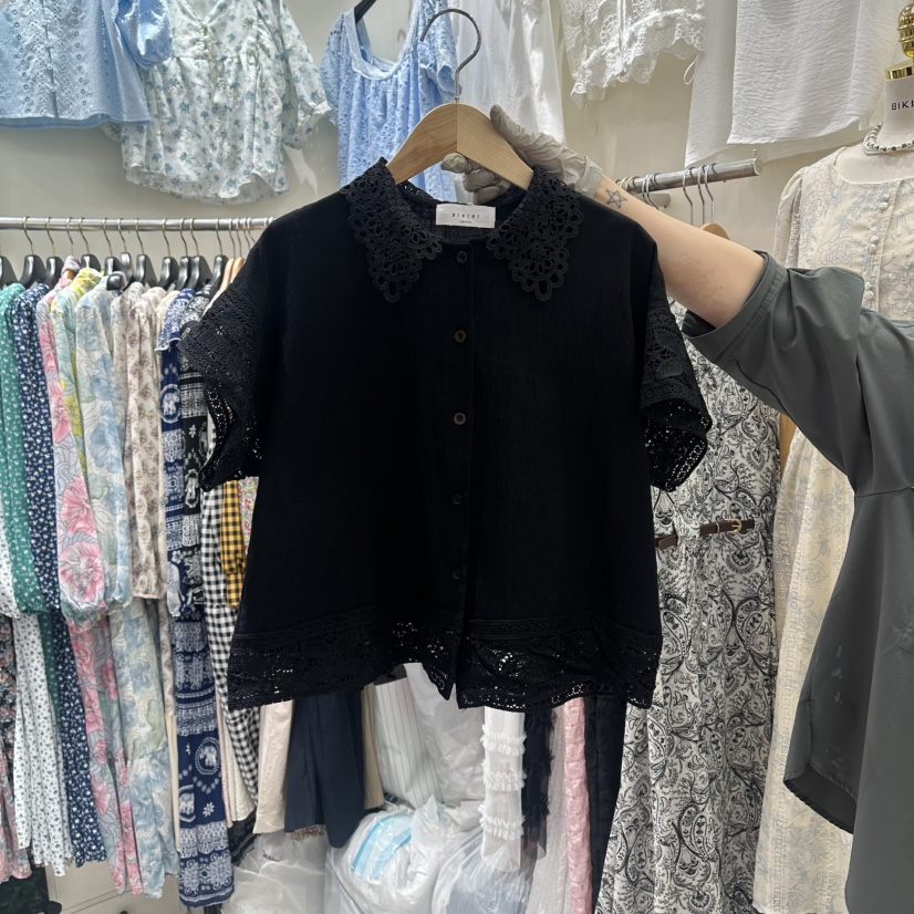 BIKINI韓國東大門直郵女裝新款人氣26春夏職業襯衫蕾絲衫BIKINI襯衫/蕾絲衫圖色2