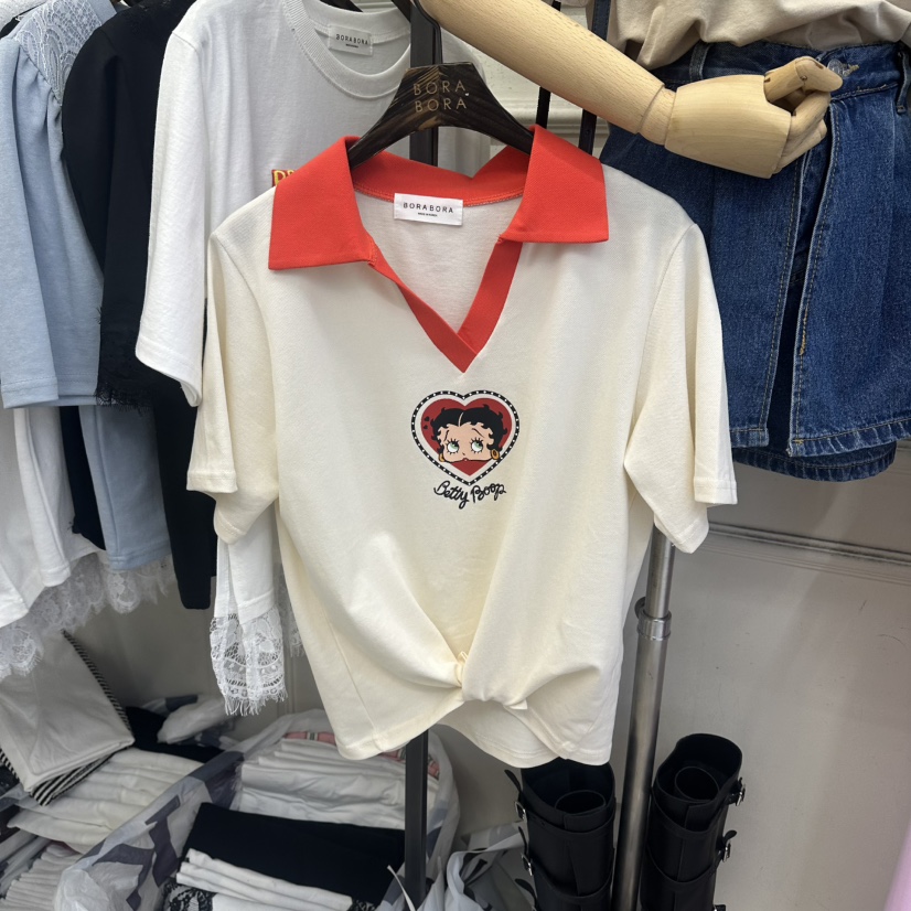 BORA BORA韓國直郵實拍女士新款人氣熱賣休閑職業26春夏T恤BORA BORAT恤圖色1