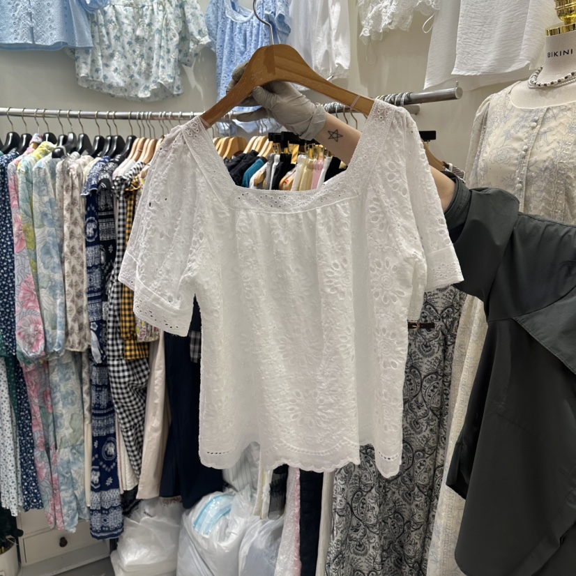 BIKINI韓國直郵女士新品26春夏熱賣職業時尚襯衫蕾絲衫蕾絲BIKINI襯衫/蕾絲衫