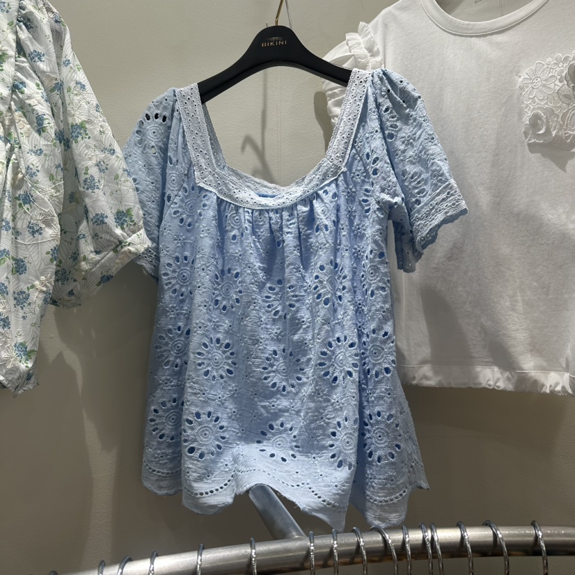 BIKINI韓國直郵女士新品26春夏熱賣職業時尚襯衫蕾絲衫蕾絲BIKINI襯衫/蕾絲衫圖色1