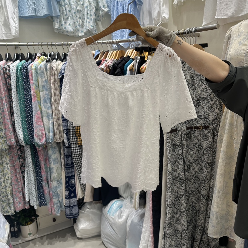 BIKINI韓國直郵女士新品26春夏熱賣職業時尚襯衫蕾絲衫蕾絲BIKINI襯衫/蕾絲衫圖色2