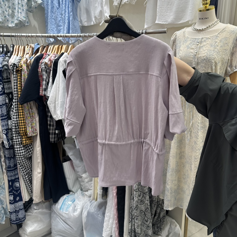 BIKINI韓國直郵實拍女裝新款休閑職業推薦襯衫蕾絲衫亞麻BIKINI襯衫/蕾絲衫