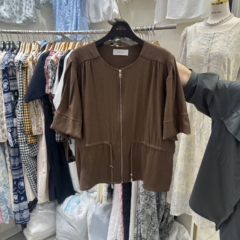 BIKINI韓國直郵實拍女裝新款休閑職業推薦襯衫蕾絲衫亞麻BIKINI襯衫/蕾絲衫圖色2