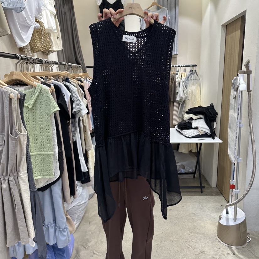 HOLYBANANA韓國直郵實拍女士新款推薦26春夏人氣針織衫雪紡groovy.H/HOLYBANANA針織衫圖色2