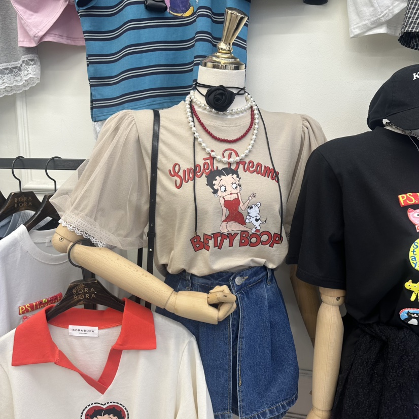 BORA BORA韓國東大門代購女裝新品休閑26春夏T恤不含配飾BORA BORAT恤圖色1