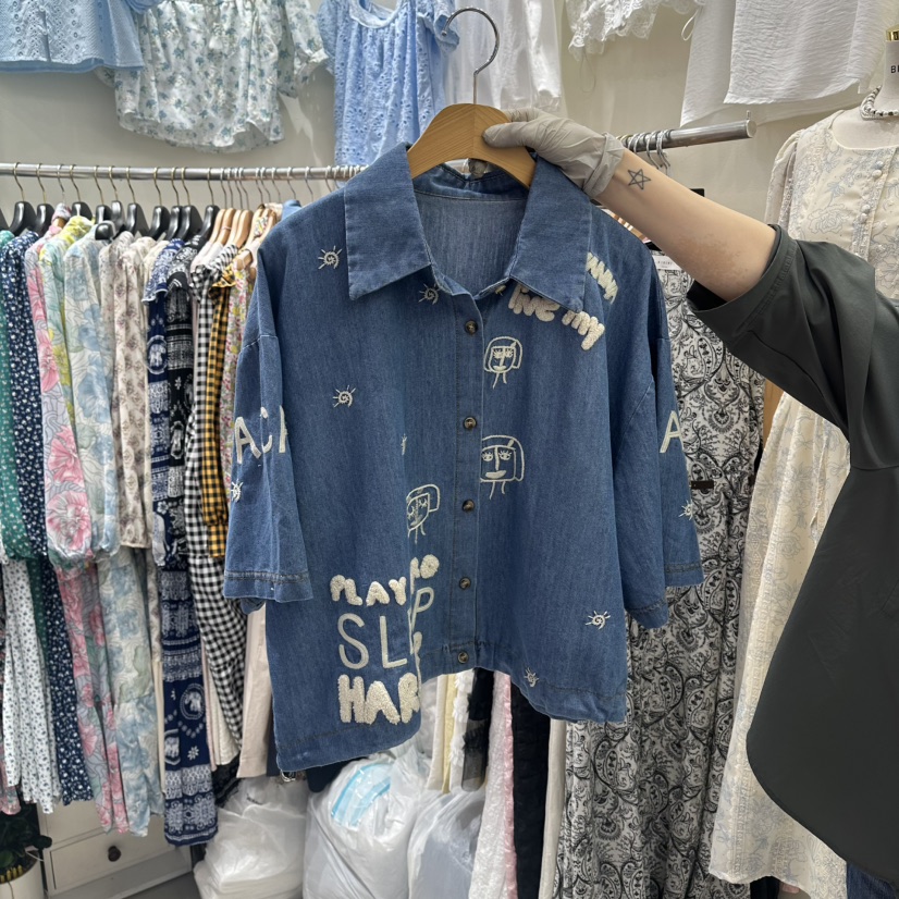 BIKINI韓國直郵實拍女士新品26春夏職業熱賣時尚襯衫蕾絲衫BIKINI襯衫/蕾絲衫圖色1