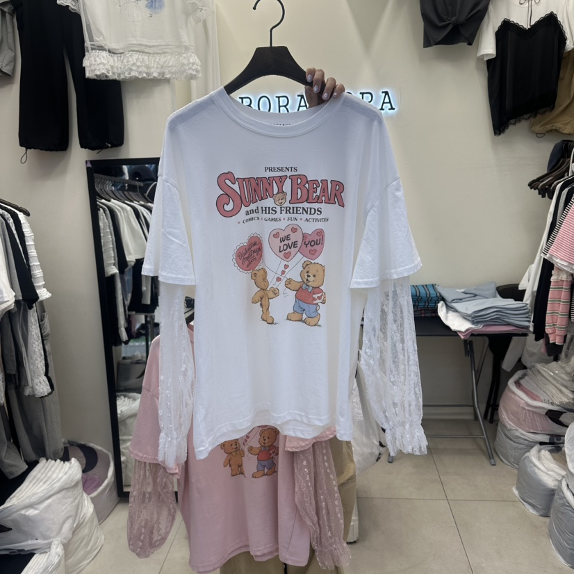 BORA BORA韓國代購女裝新款人氣休閑推薦職業長袖T恤假兩件BORA BORA長袖T恤圖色1