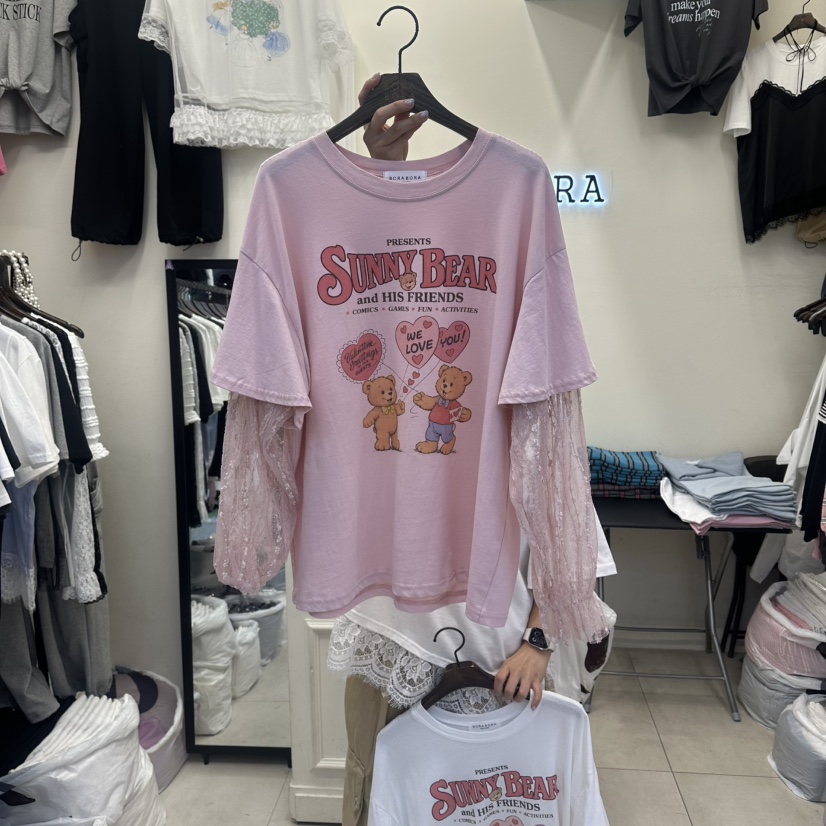 BORA BORA韓國代購女裝新款人氣休閑推薦職業長袖T恤假兩件BORA BORA長袖T恤圖色2