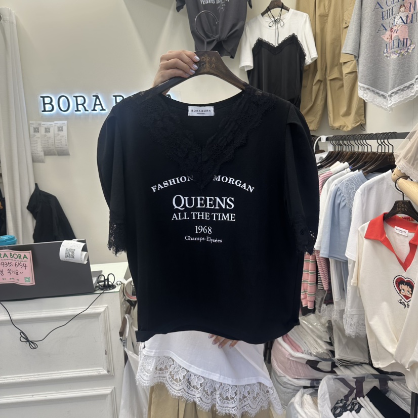 BORA BORA韓國直郵女士新款26春夏推薦時尚人氣職業休閑T恤BORA BORAT恤圖色2