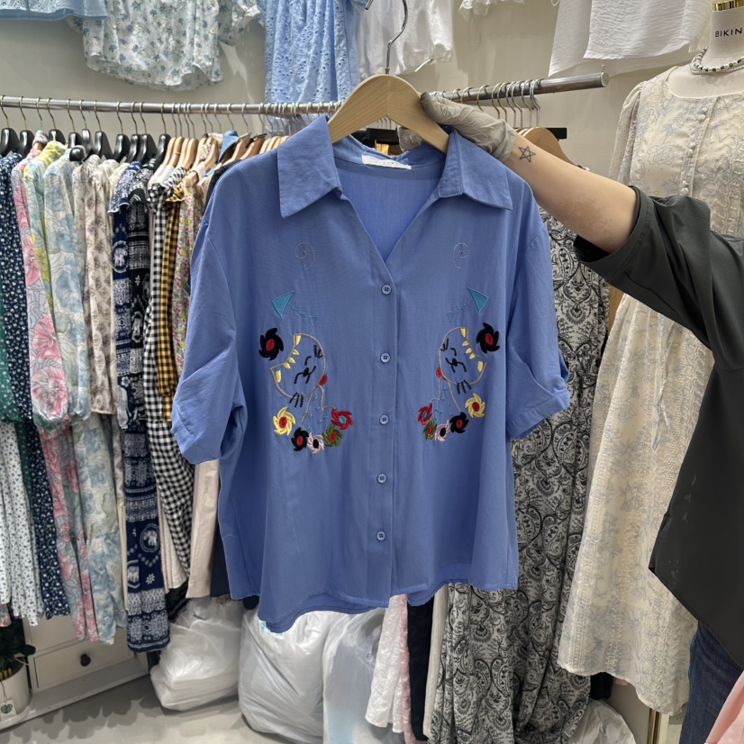 BIKINI韓國直郵女裝新品推薦時尚休閑熱賣職業襯衫蕾絲衫BIKINI襯衫/蕾絲衫圖色3