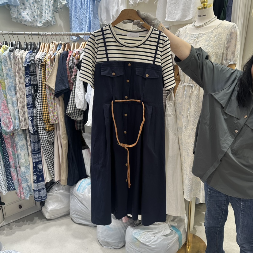 BIKINI韓國直郵女士新款休閑人氣推薦26春夏連衣裙假兩件BIKINI連衣裙圖色2