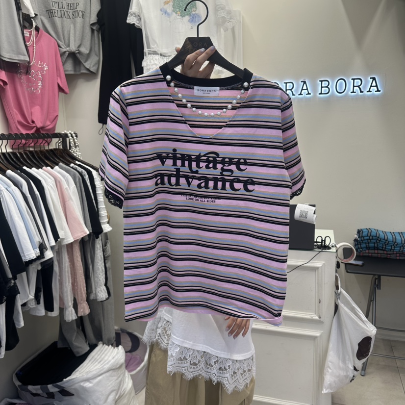 BORA BORA韓國東大門代購女裝新品熱賣推薦職業休閑時尚T恤BORA BORAT恤圖色2
