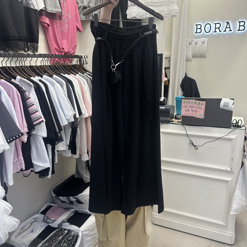 BORA BORA韓國直郵實拍女士新款休閑熱賣長裙不含腰帶蕾絲BORA BORA長裙圖色2