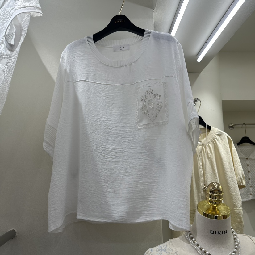 BIKINI韓國東大門直郵女裝新品26春夏休閑時尚人氣T恤口袋BIKINIT恤圖色1